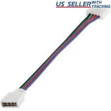 10x 4-wire Solderless Clip to 4-pin Female 6-inch Cable for RGB LED Strip Light