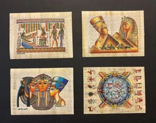 Set of (4) Rare Egyptian souvenirs genuine Egyptian Papyrus Handmade 8x6”