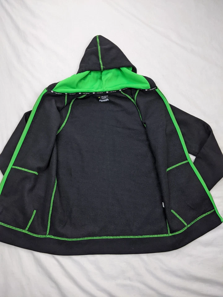 Sudadera con Capucha Tek Gear Mujer Talla L Ultrasuave Polar Cremallera Negro Verde Puntada Foto 2 de 4