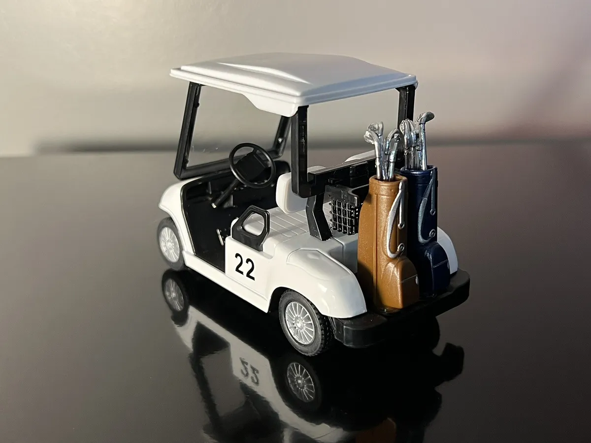 Golf Cart - 4.5” Plastic Toy Car w/ miniature Golf Bags & Golf Clubs NEW  Kinsfun