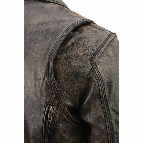 Milwaukee Leather 1515 Men's Distressed Brown Beltless Motorcycle Riding Jacket - Picture 9 of 11