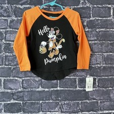 Disney Minnie Mouse 3T Halloween "Hello Pumpkin" Orange Black Long Sleeve Shirt