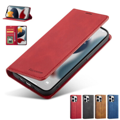 For iPhone 15 14 13 12 Pro Max 11 Leather Flip Wallet Magnetic Phone Case Cover