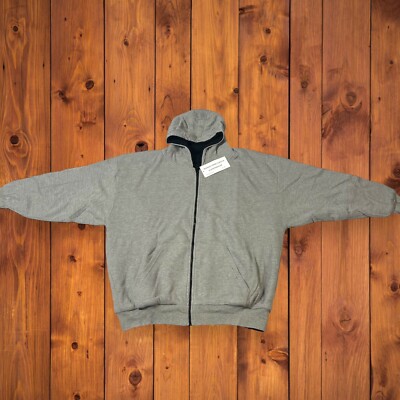 Thermal Waffle Knit Full Zip Reversible Hoodie Heavyweight 5XL EZ