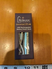 NEW IN BOX ROMAN LIGHTS Universal USB Rechargeable Battery Power Bank LED Light