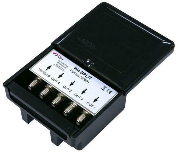 Wolsey LTE 4 Way Outdoor TV Aerial Splitter DAB FM With DC Power Pass