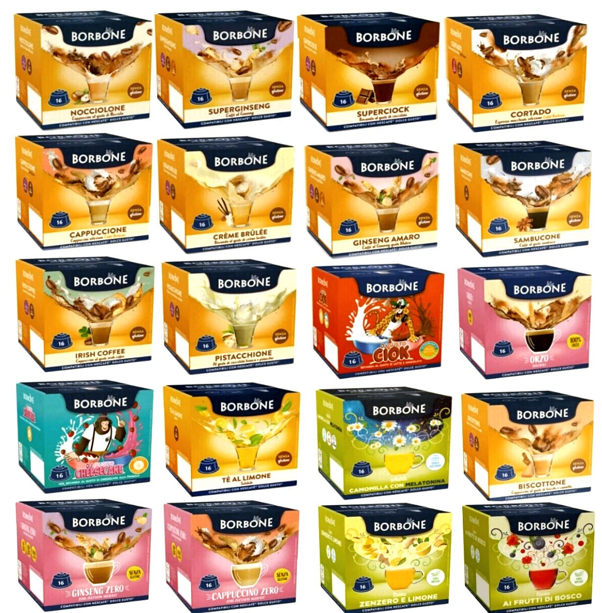 192 Cápsulas Caffè Borbone Bebidas Mixtas a Elegir Compatibles Dolce Gusto