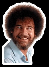 Calcomanía de vinilo divertida para pintor de pequeños accidentes felices de Bob Ross de 4x3 pulgadas