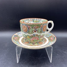 Antique Rose Medallion Rose Mandarin Tea Cup and Saucer Set
