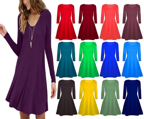 Long Sleeve Swing Dress Flared 