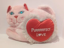 Vintage Cuddle Wit Pink Cat Pillow Blue Eyes Purrfect Love Plush Pillow 