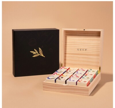SsangGye - Cubewood 16 Tea Gift Set / 8 kinds of tea / Luxury gift-wrapping box.