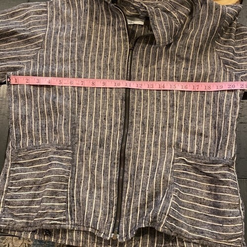 Flax by Jeanne Engelhart Striped Zip Up Linen Jacket - Picture 6 of 9