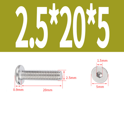 M2/2.5 Flat Head Allen Hex Socket Screw Bolt 304 Stainless Steel Thread L:2-20mm - Picture 30 of 30