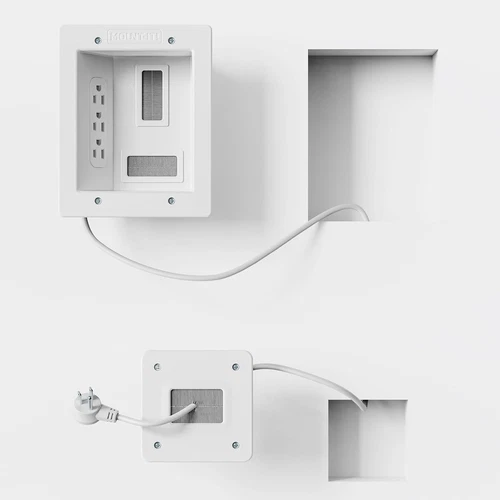 Mount-It! In-Wall TV Cable Concealer Kit with Recessed Power – Triple Outlet, 9F