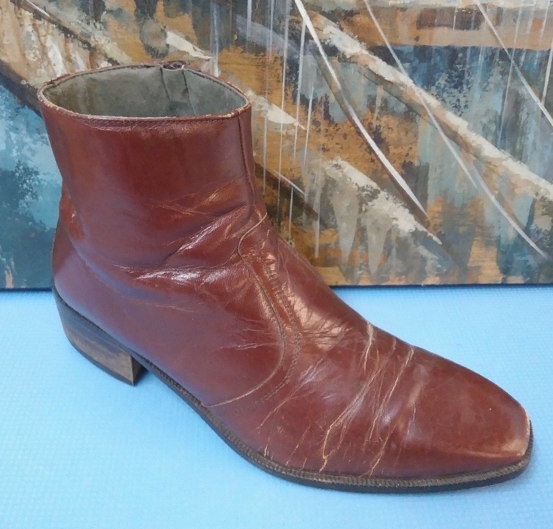 Rodolfo Valentino BURGUNDY Leather Dress Fashion Boots Men
