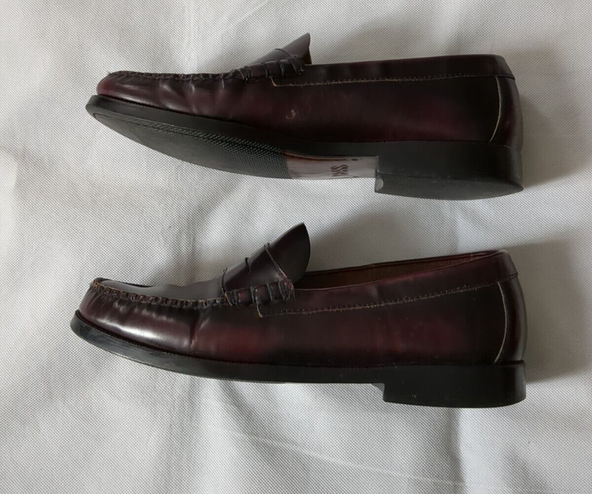 BASS Walton Penny Loafers Mens 11 M Burgundy Leather Shoes 