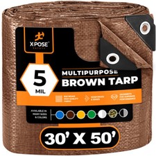 30' X 50' Multi Purpose Brown Poly Tarp Cover Tent Shelter RV Camping Tarpaulin