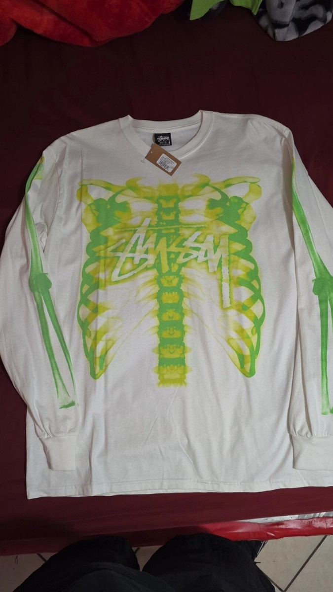 Stussy Rib Cage Reflective Long Sleeve Size L RARE Bones