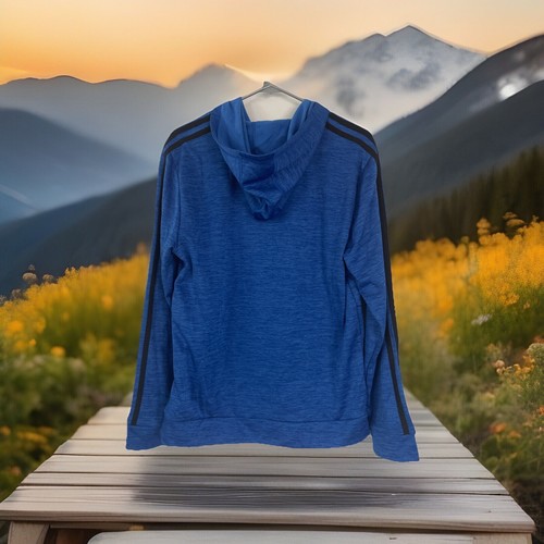 Adidas Blue Signature Hooded Pullover Hoodie Youth Boy's XL 18-20 - Picture 4 of 4