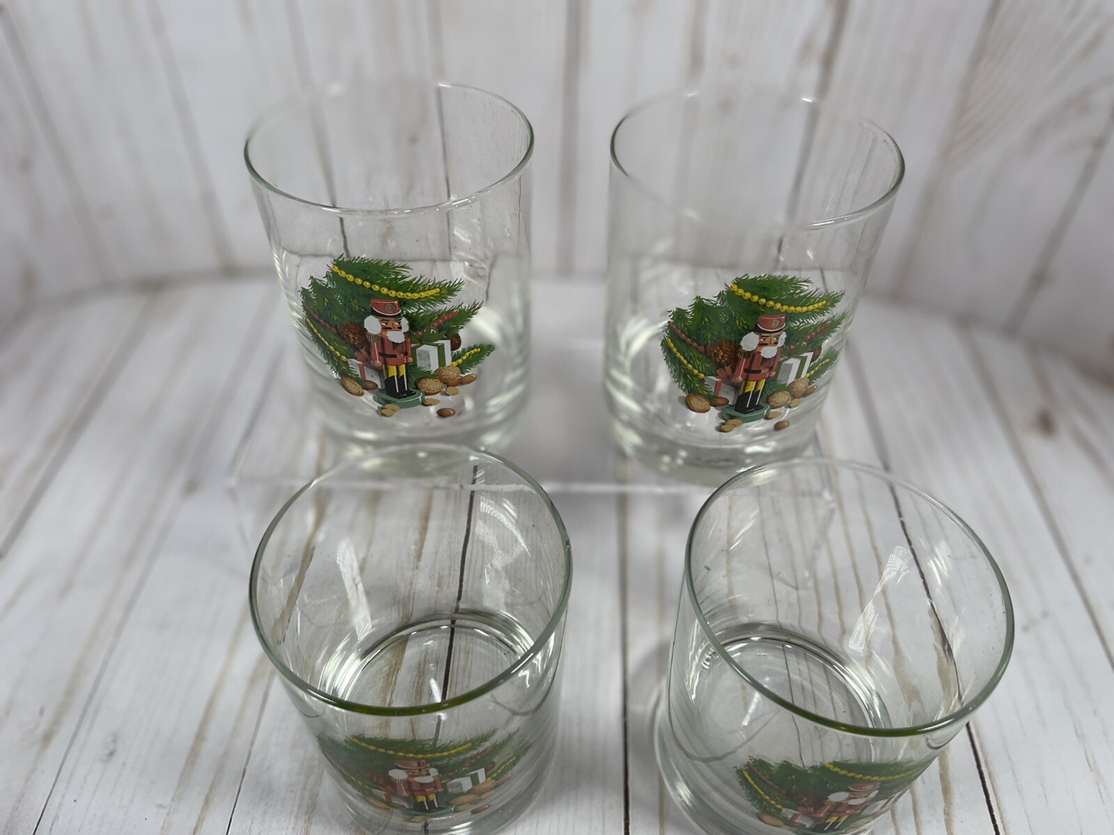 Vintage CHRISTMAS NUTCRACKER GLASSWARE 14OZ DOUBLE OLD FASHIONED SET 4
