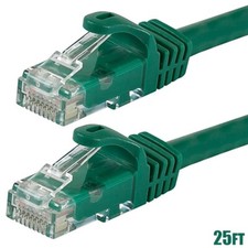 25FT CAT6 RJ-45 Ethernet LAN Network Patch Cable UTP Copper Wire 24AWG Green