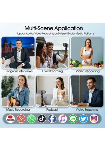 Lavalier Wireless Microphone Audio Video Recording Mini Mic For Android/iphone - Picture 7 of 9