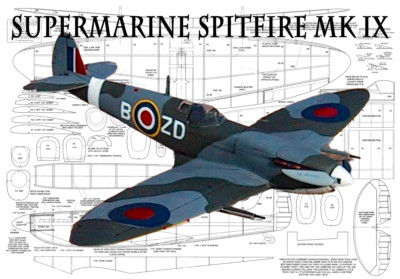 Supermarine Spitfire MK IX Electric 24'' WS RC Airplane Laser Cut Balsa Short Kit