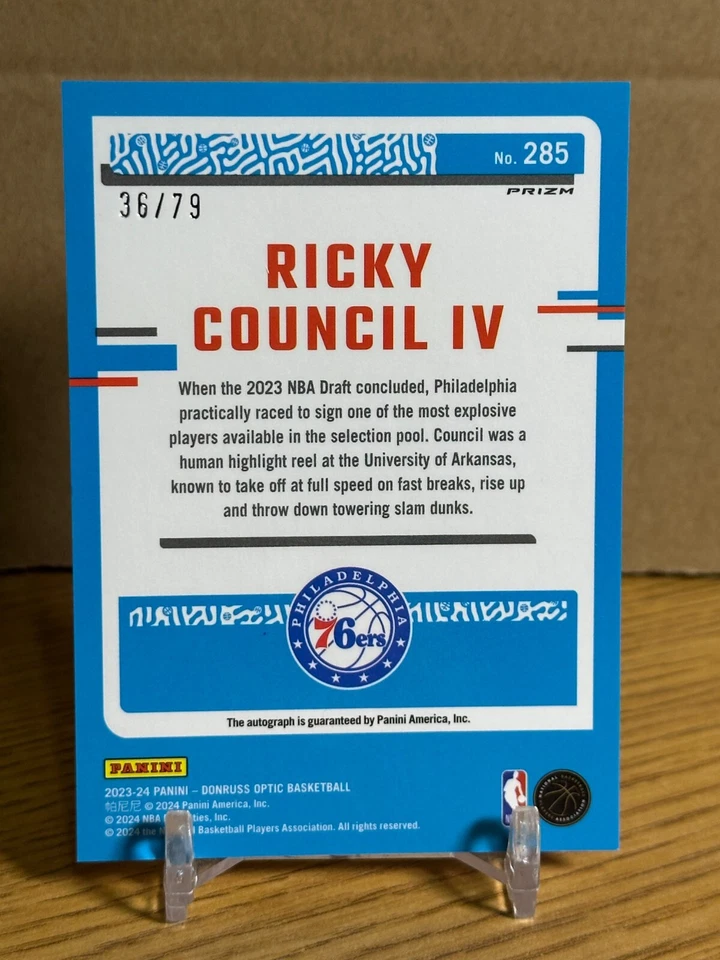 2023 Donruss Optic Pink Velocity Prizm /79 Ricky Council IV #285 Rookie Auto RC - Image 2 of 3