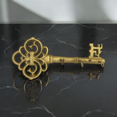 Wall Ornate Skeleton Brass Key 3 Hook Rack Keys Holder | eBay