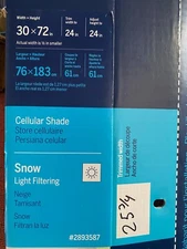 LEVOLOR Trim+Go 24 - 25 3/4-in x 72-in Snow Light Filtering Cellular Shade