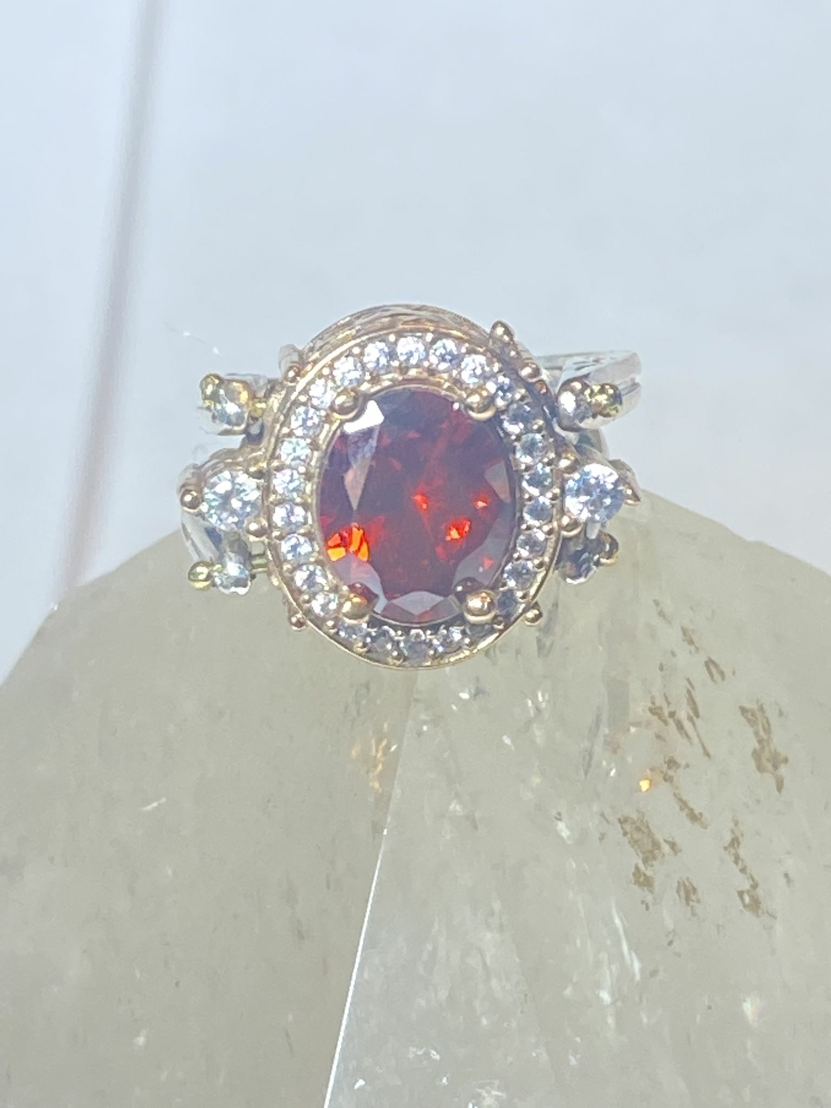 Reversible ring red stone black stone cocktail st… - image 1