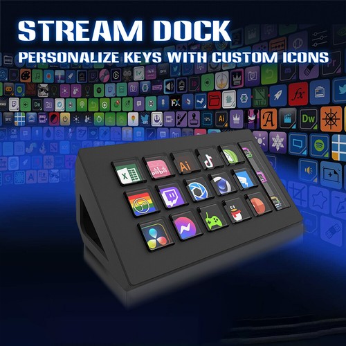 Für StreamDeck Mini Live Content Creation Controller 15 Makro-LCD-Tasten (schwar - Afbeelding 9 van 12