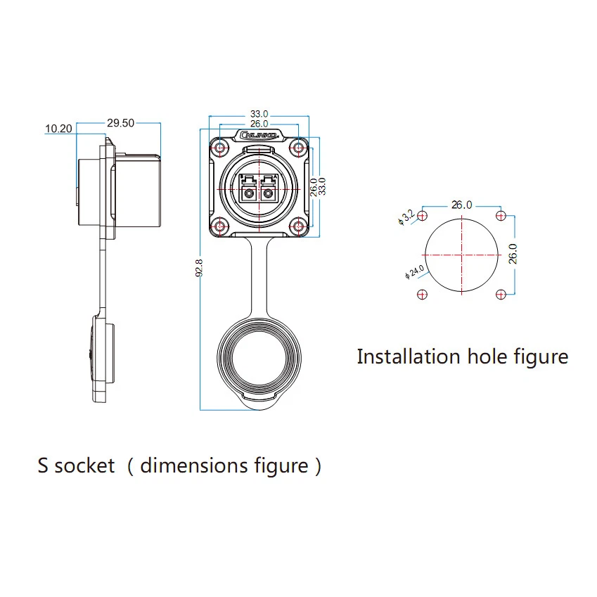 CNLINKO Fiber Optic Industrial Connector Panel Socket Waterproof Single Mode LC - Image 3 of 4