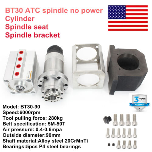〖Us〗Bt30 Unpowered Atc Spindle 5 Bearing 6000rpm Air Pneumatic Boosting Cylinder