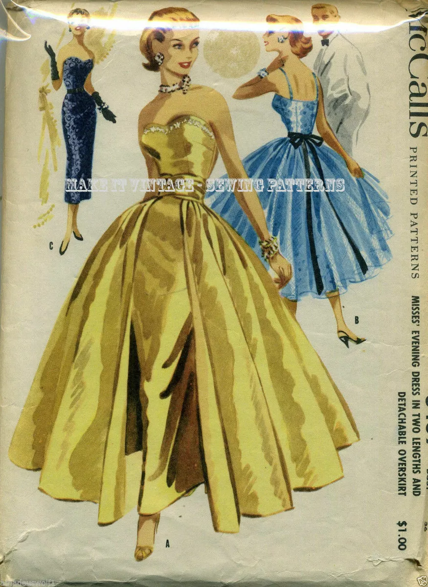 1950s 1953 cocktail evening party dress vintage sewing pattern repro – Lady  Marlowe