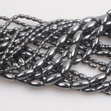 4/6/8/10/12/16mm Natural Black Hematite Oval Rice Shape Beads for Jewelry Making