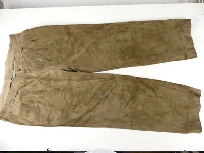 Markenlos Lederhose Hirschleder Gr.54 beige getragen mit Patina RT-1736 - Bild 1 von 4