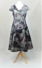 True Decadence V-neck Black Floral Dress Size 14 Uk CR016 BB 16 