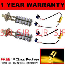 H1 YELLOW 60 LED FRONT MAIN HIGH BEAM LIGHT BULBS HIGH POWER XENON MB500102 X2
