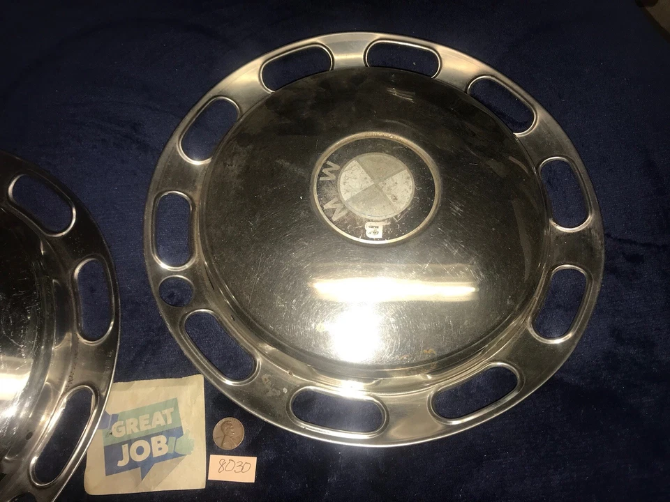 两个宝马轮毂盖 1970 年代 1600 2002 年型号 1968 1969 1970 1972 1973 — 第 3/4 张图片