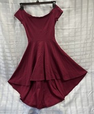 Windsor Womens Dress High Low Stretch Off Shoulder Color Red Burgundy Size S