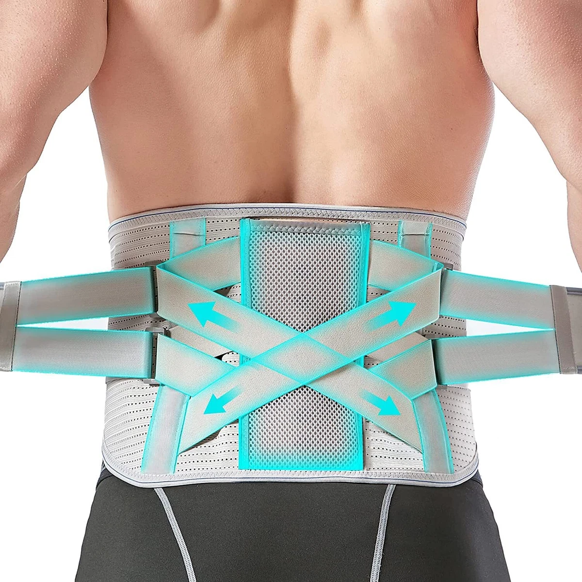 Lower Back Brace Lumbar Support Belt Removable Metal Plates