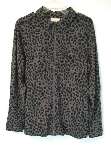 Belle Kim Gravel TripleLuxe Utility Shirt Sz L Animal Print A310037 Women WE13