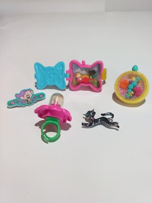 Polly Pocket Bow Wrist Watch Seesaw Clock Twirling Ring Disney Barrett Pin-5 pcs
