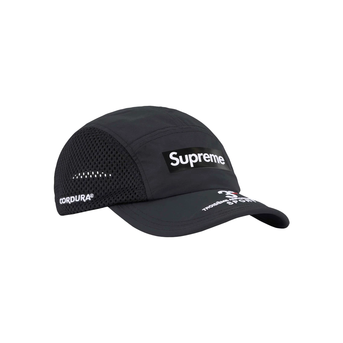 Casquette de camp à panneaux latéraux Supreme en maille noire   24SS
