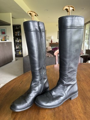 Stuart Weitzman Black Leather Tall Boots Riding Style