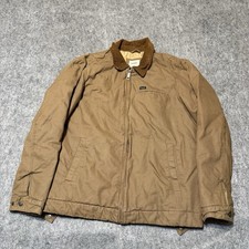 Wrangler Mens Canvas Work Jacket Size L Brown Corduroy Collar Inner Quilted