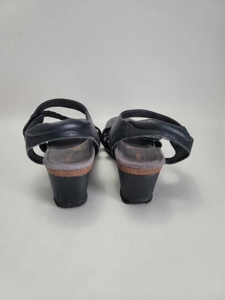 Sandalia ajustable con cuña de cuero negro Naya para mujer Aetrex talla 7,5 38 Foto 4 de 4