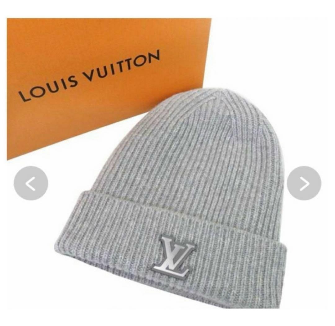 Louis Vuitton LV Ahead Cashmere Beanie Hat Beige M77971 Authentic